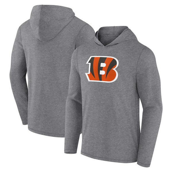 Men's Cincinnati Bengals Heather Gray Primary Logo Long Sleeve Hoodie